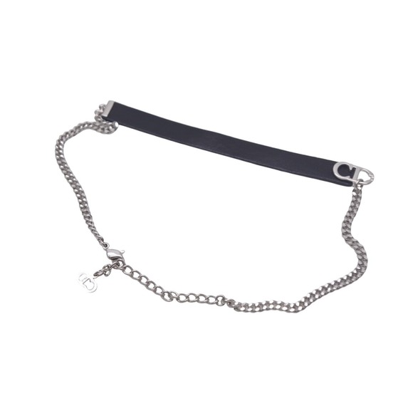 Christian Dior Christian Dior Choker Necklace Silver Chain CD Black - Picture 3 of 7